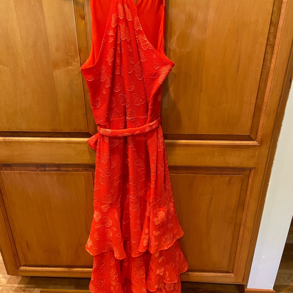 Ralph Lauren Red Ruffled Tiered Halter Sundress